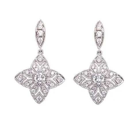 18K White Gold Diamond Earrings