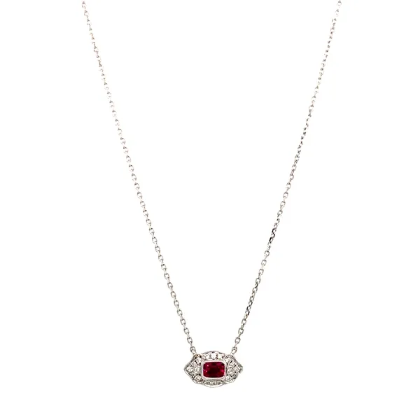 18K White Gold Ruby Necklace
