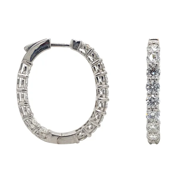 18K White Gold Diamond Hoop Earrings