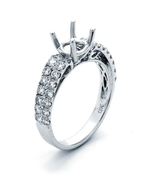 18K White Gold Semi Mount Ring