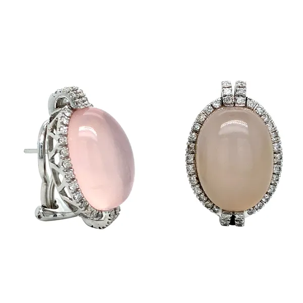 18K White Gold Pink Quartz Earrings