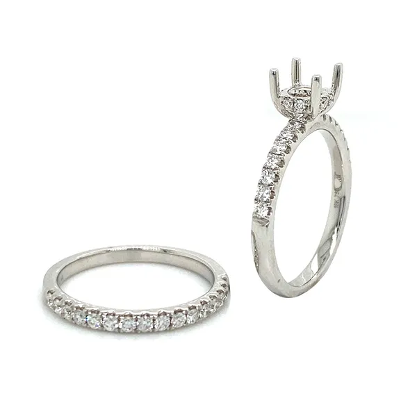18K White Gold Semi Mount Set Ring