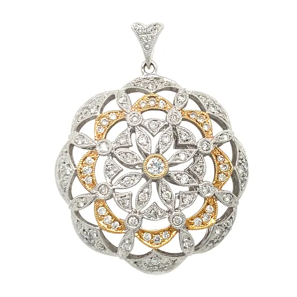 18K Two-Tone Diamond Pendant