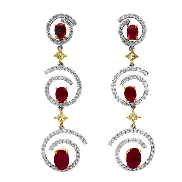 18K Two-Tone Ruby Earrings