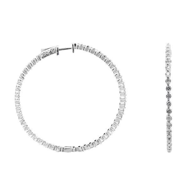 18K White Gold Diamond Hoop Earrings