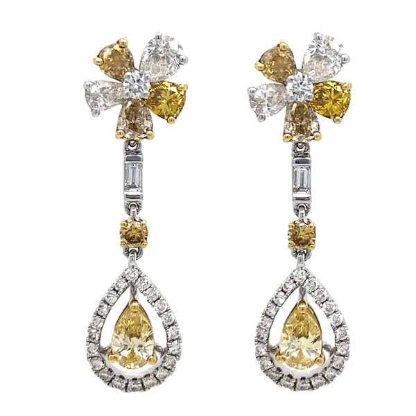 18K Two-Tone Yellow Diamond Earrings
