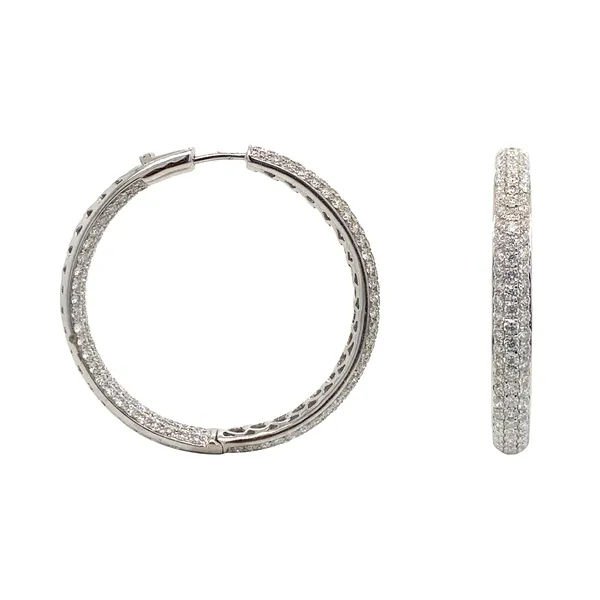 18K White Gold Diamond Hoop Earrings