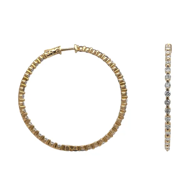 18K Rose Gold Diamond Hoop Earrings
