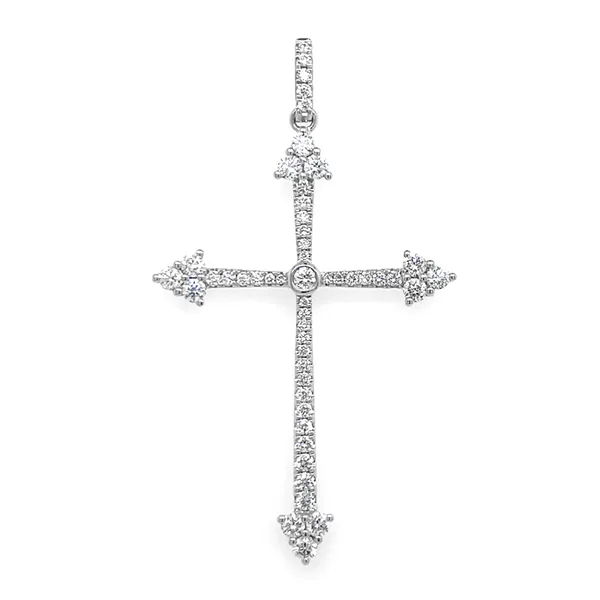 18K White Gold Diamond Cross Pendant