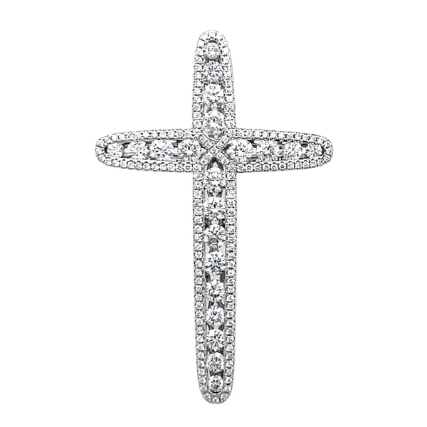 18K White Gold Diamond Cross Pendant
