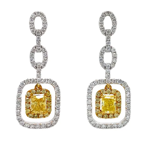 18K Two-Tone Yellow Diamond Earrings