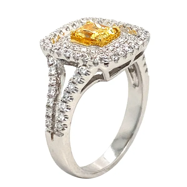 18K Two-Tone Gold Yellow Diamond Ring