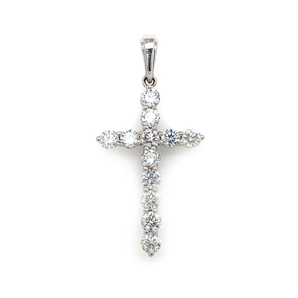 18K White Gold Diamond Cross Pendant