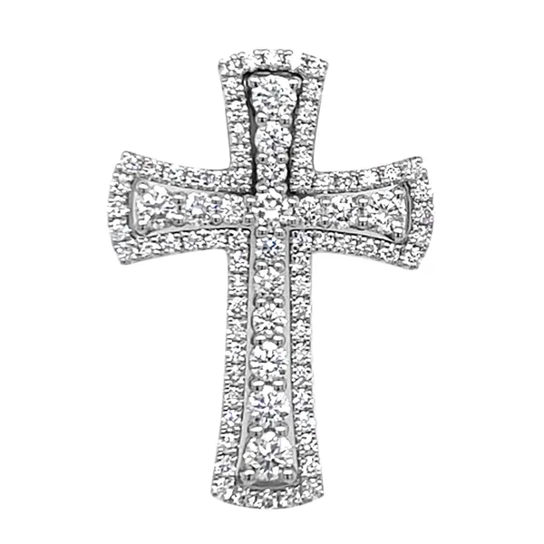 18K White Gold Diamond Cross Pendant