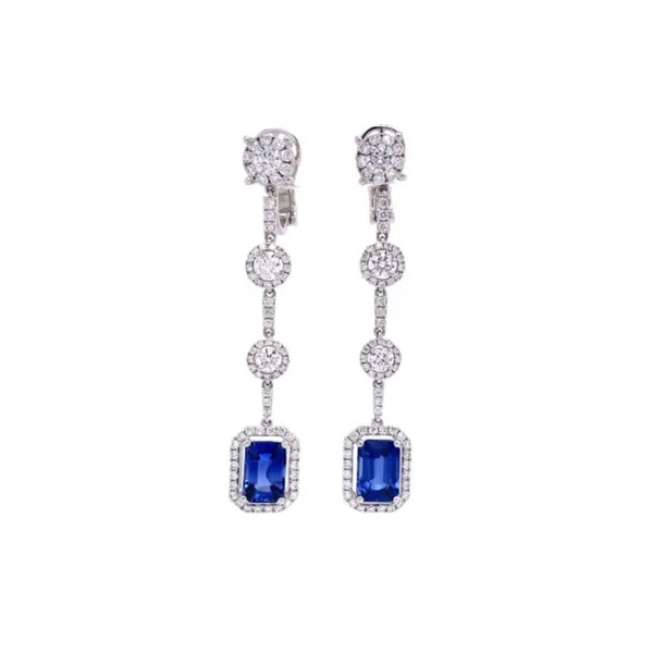 18K White Gold Sapphire Earrings