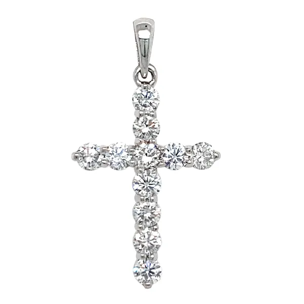 18K White Gold Diamond Cross Pendant