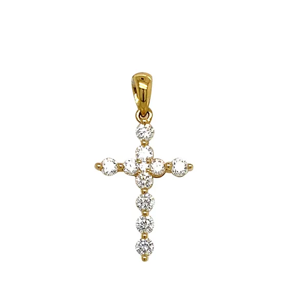18K Yellow Gold Cross Diamond Pendant