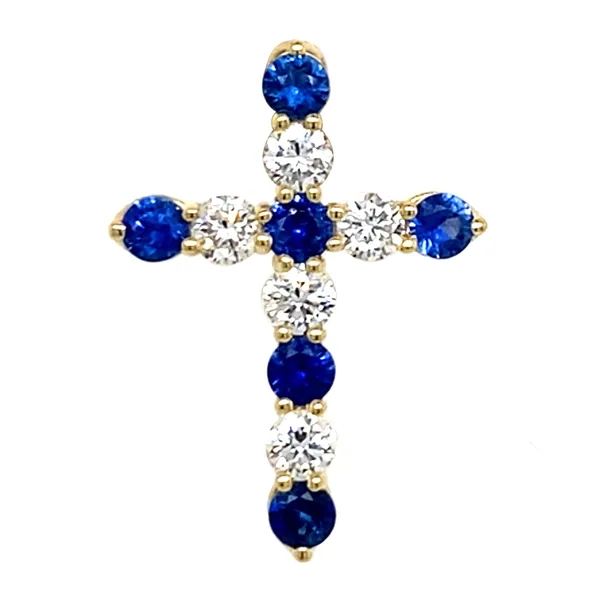 18K White Gold Sapphire Cross Pendant