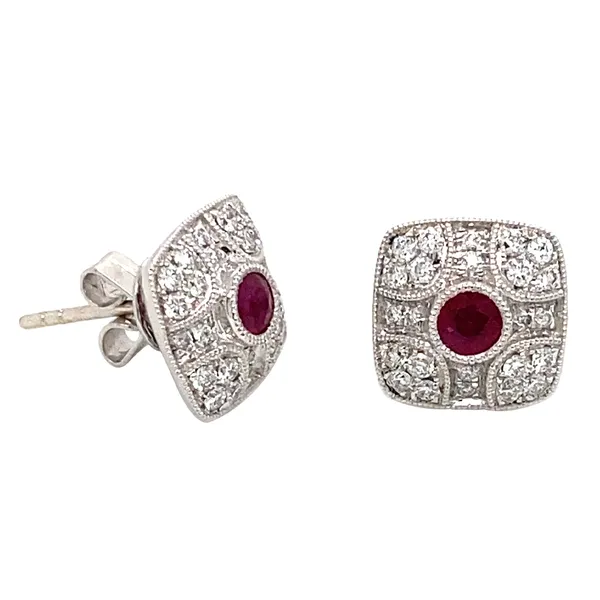 18K White Gold Ruby Earrings