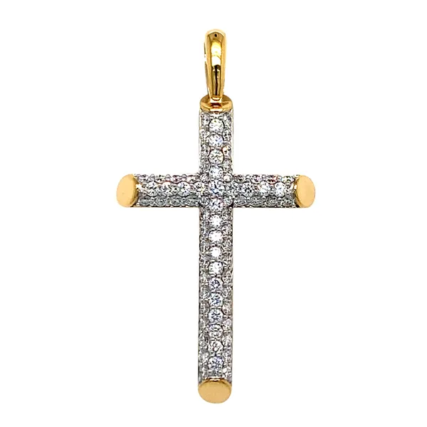 18K Yellow Gold Diamond Cross Pendant