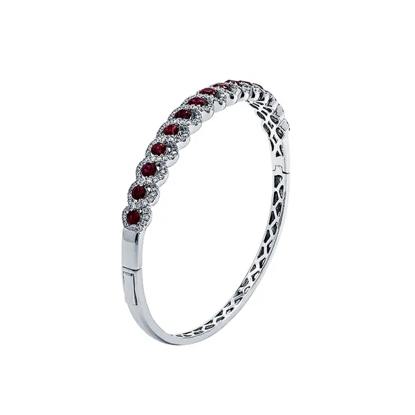 18K White Gold Ruby Bangle