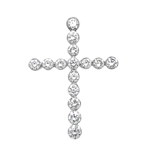 18K White Gold Diamond Cross Pendant