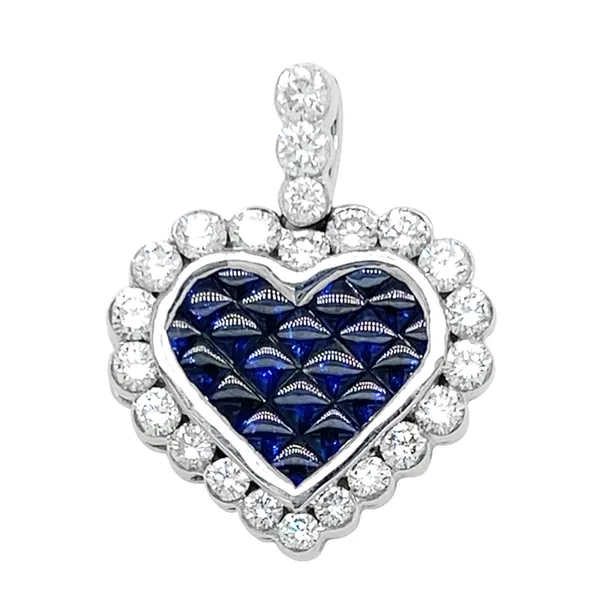 18K White Gold Sapphire Heart Pendant