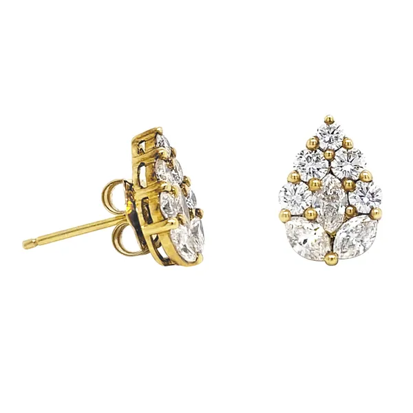18K Yellow Gold Diamond Earrings