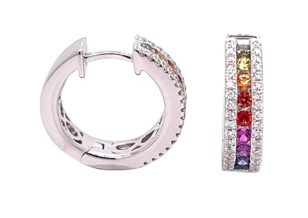 18K White Gold Fancy Sapphire Earrings