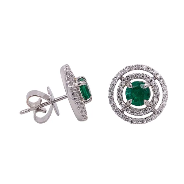18K White Gold Emerald Earrings