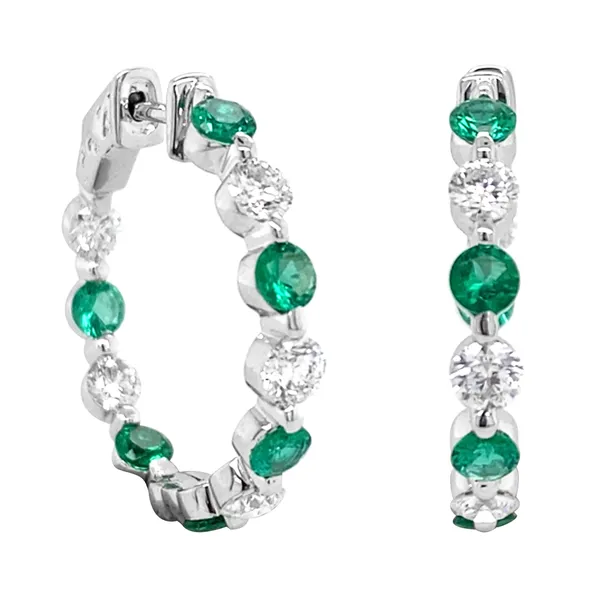 18K White Gold Emerald Earrings