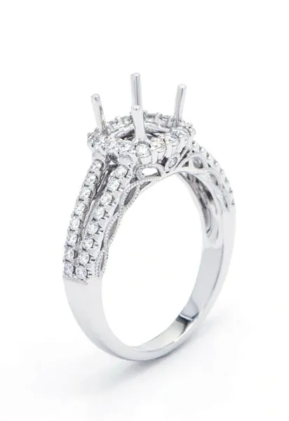 18K White Gold Semi Mount Ring