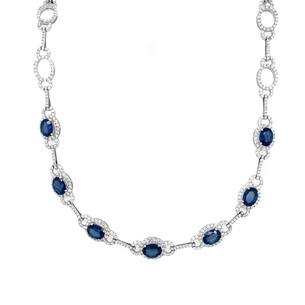 18K White Gold Sapphire Necklace