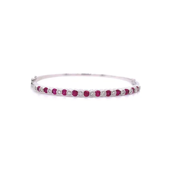 18K White Gold Ruby Bangle