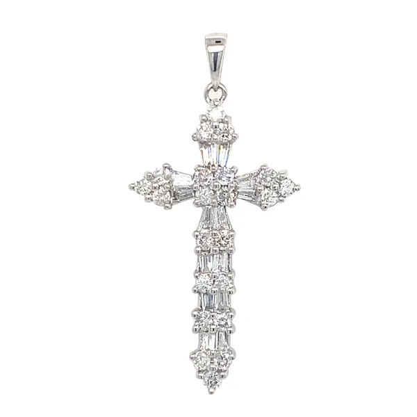 18K White Gold Diamond Cross Pendant