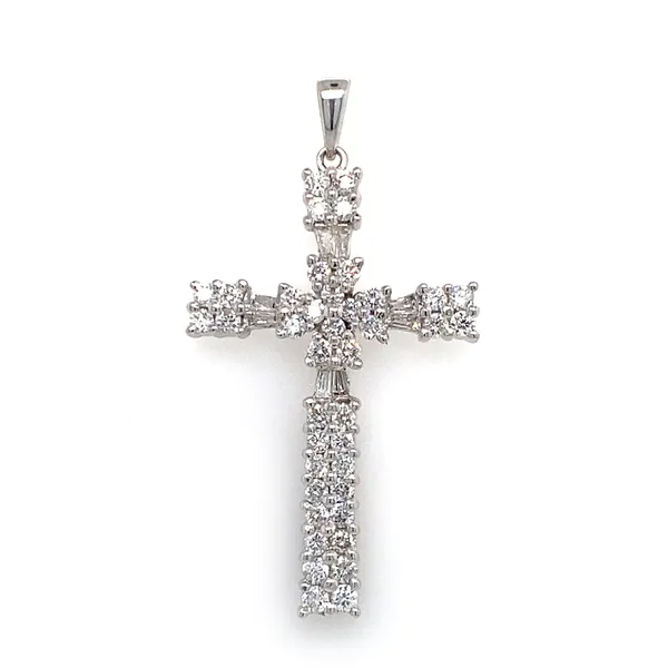 18K White Gold Diamond Cross Pendant
