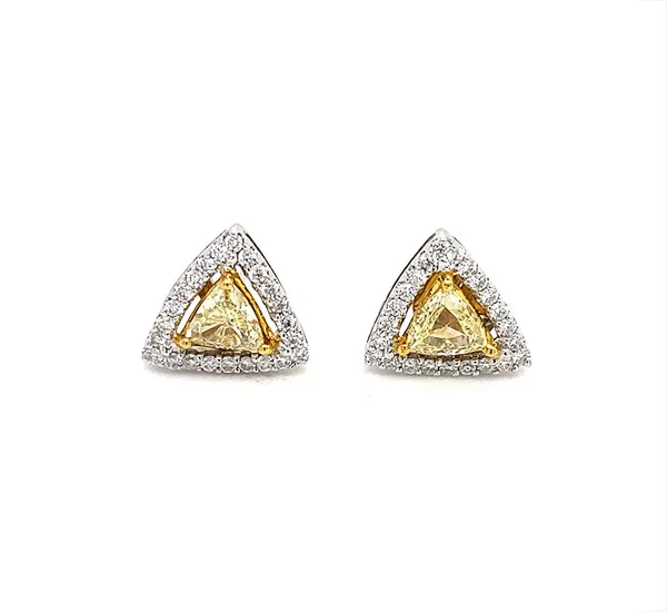 18K Two-Tone Yellow Diamond Earrings