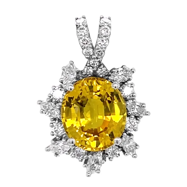 18K White Gold Yellow Sapphire Pendant