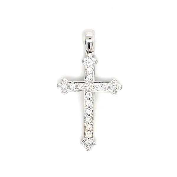 18K White Gold Diamond Cross Pendant