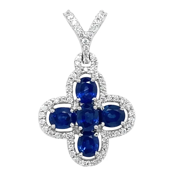 18K White Gold Sapphire Pendant