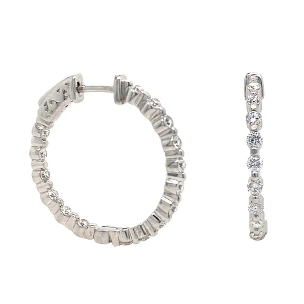 18K White Gold Diamond Hoop Earrings