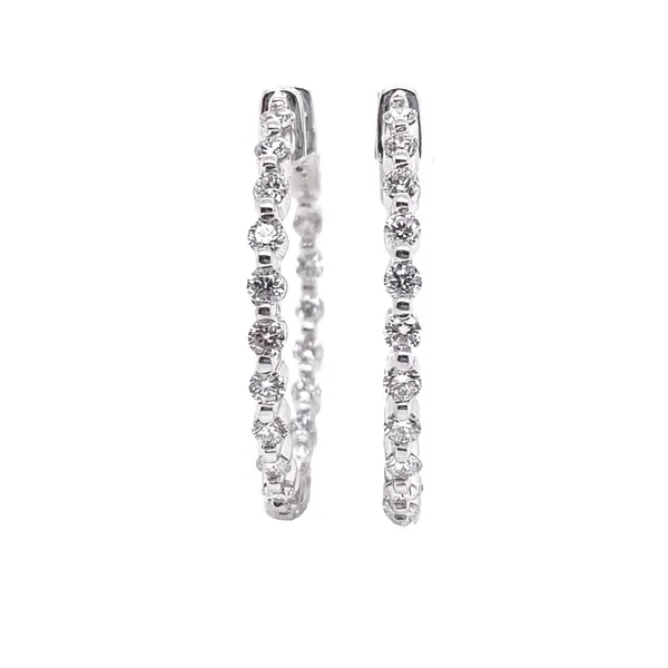 18K White Gold Diamond Hoop Earrings