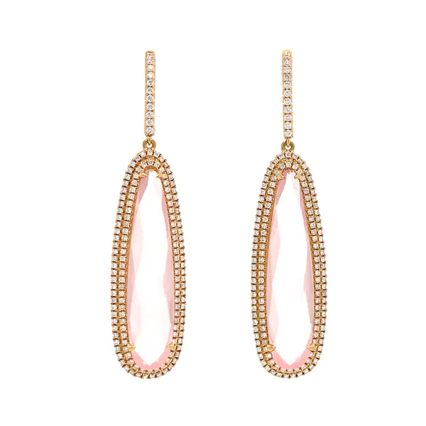 18K White Rose Gold Rose Quartz Earrings