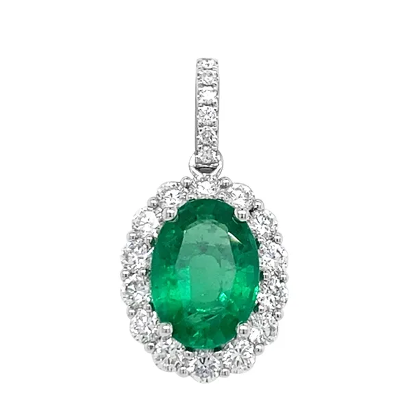 18K White Gold Emerald Pendant