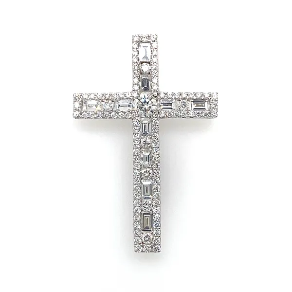 18K White Gold Diamond Cross Pendant