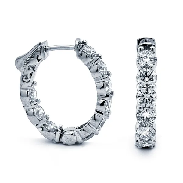 18K White Gold Diamond Hoop Earrings