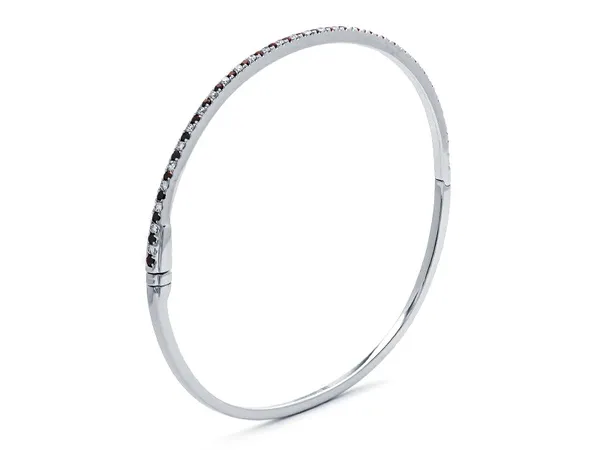 18K White Gold Ruby Bangle