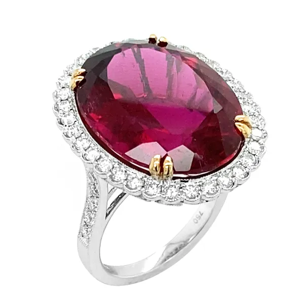 18K Two-Tone Gold Rubellite Ring