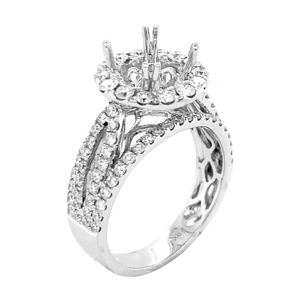18K White Gold Semi Mount Ring