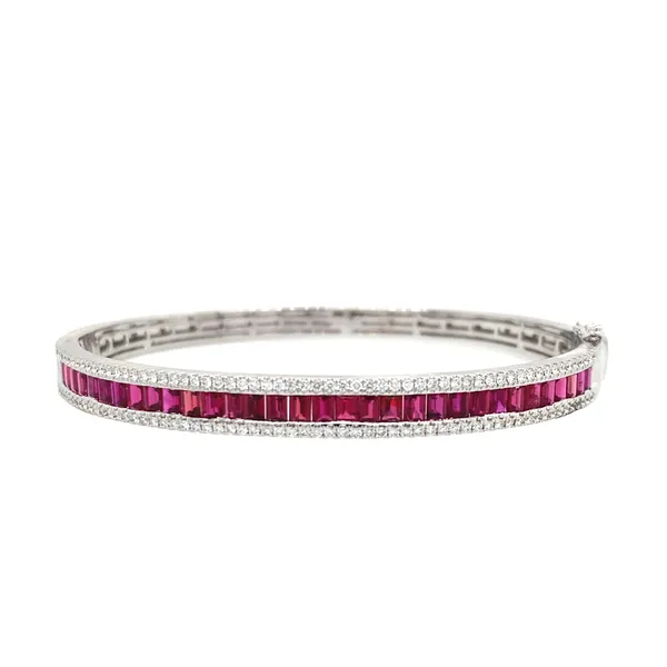 18K White Gold Ruby Bangle
